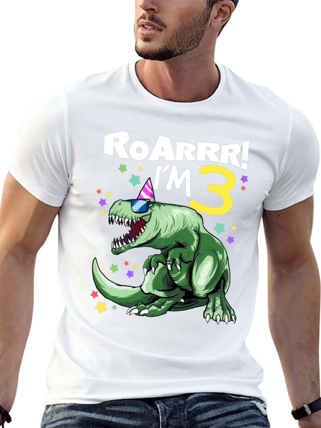 Roarrr! Im 3 Dinosaur Birthday Shirt