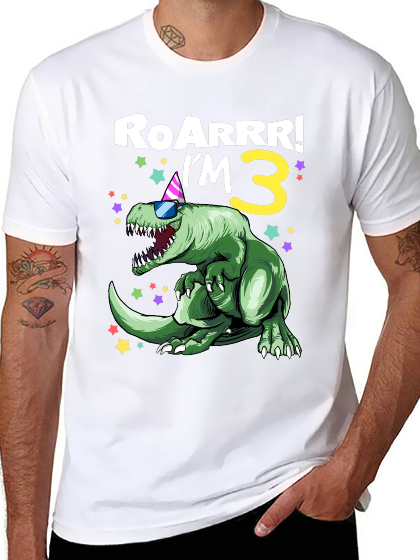 Roarrr! Im 3 Dinosaur Birthday Shirt
