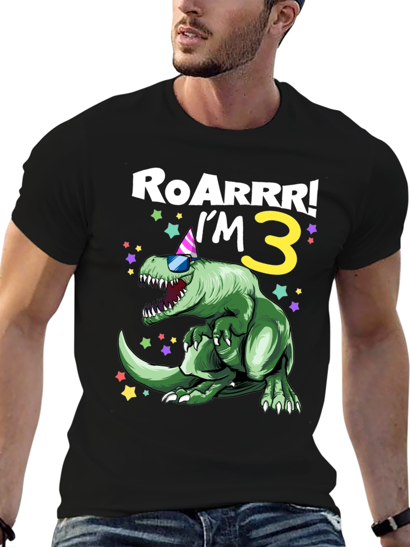 Roarrr! Im 3 Dinosaur Birthday Shirt
