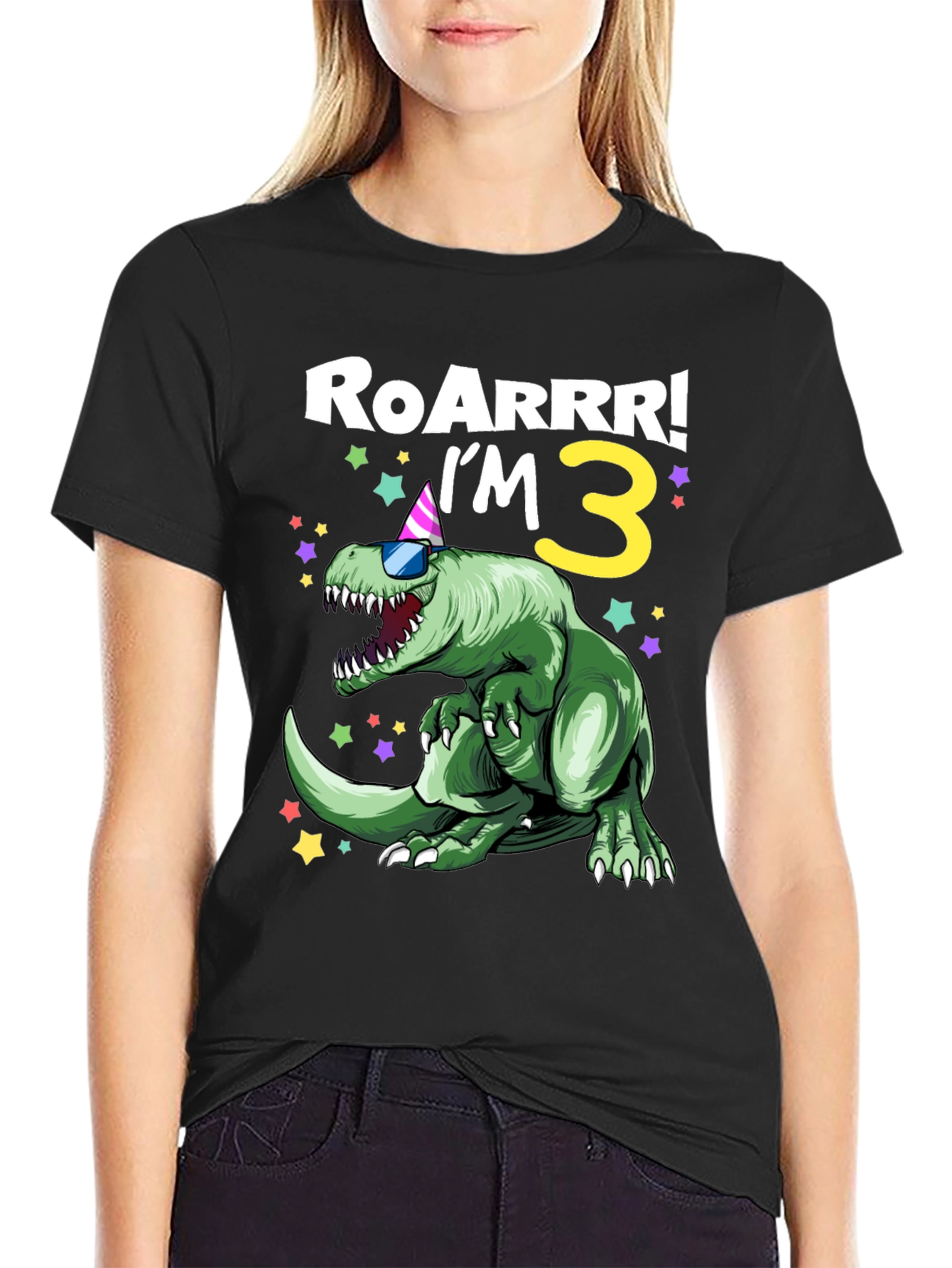 Roarrr! Im 3 Dinosaur Birthday Shirt