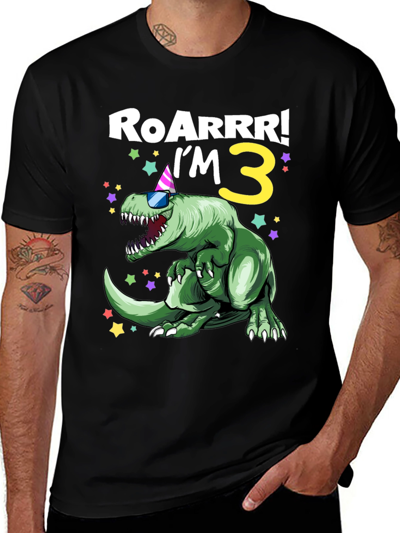 Roarrr! Im 3 Dinosaur Birthday Shirt