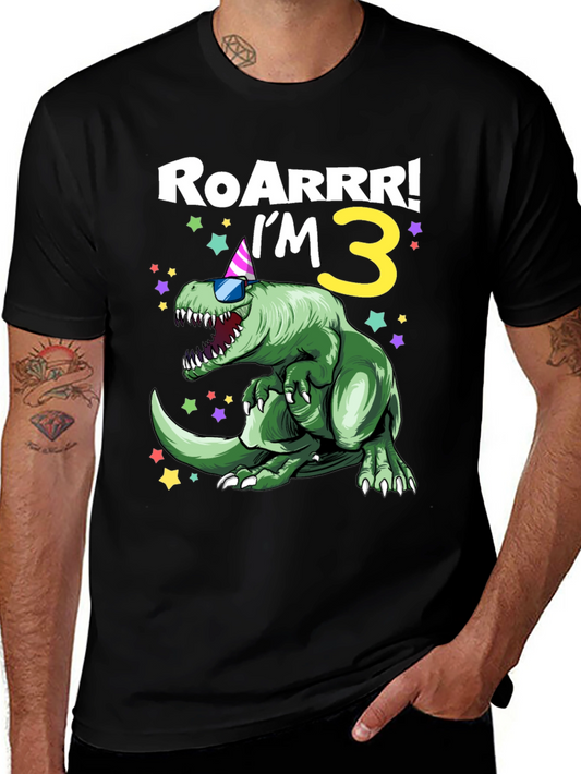 Roarrr! Im 3 Dinosaur Birthday Shirt