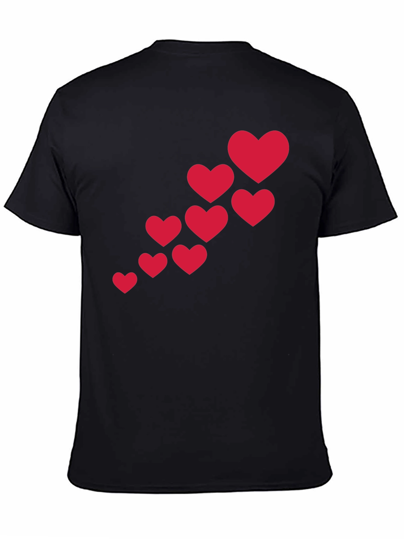 Heart Cascade Black T-Shirt