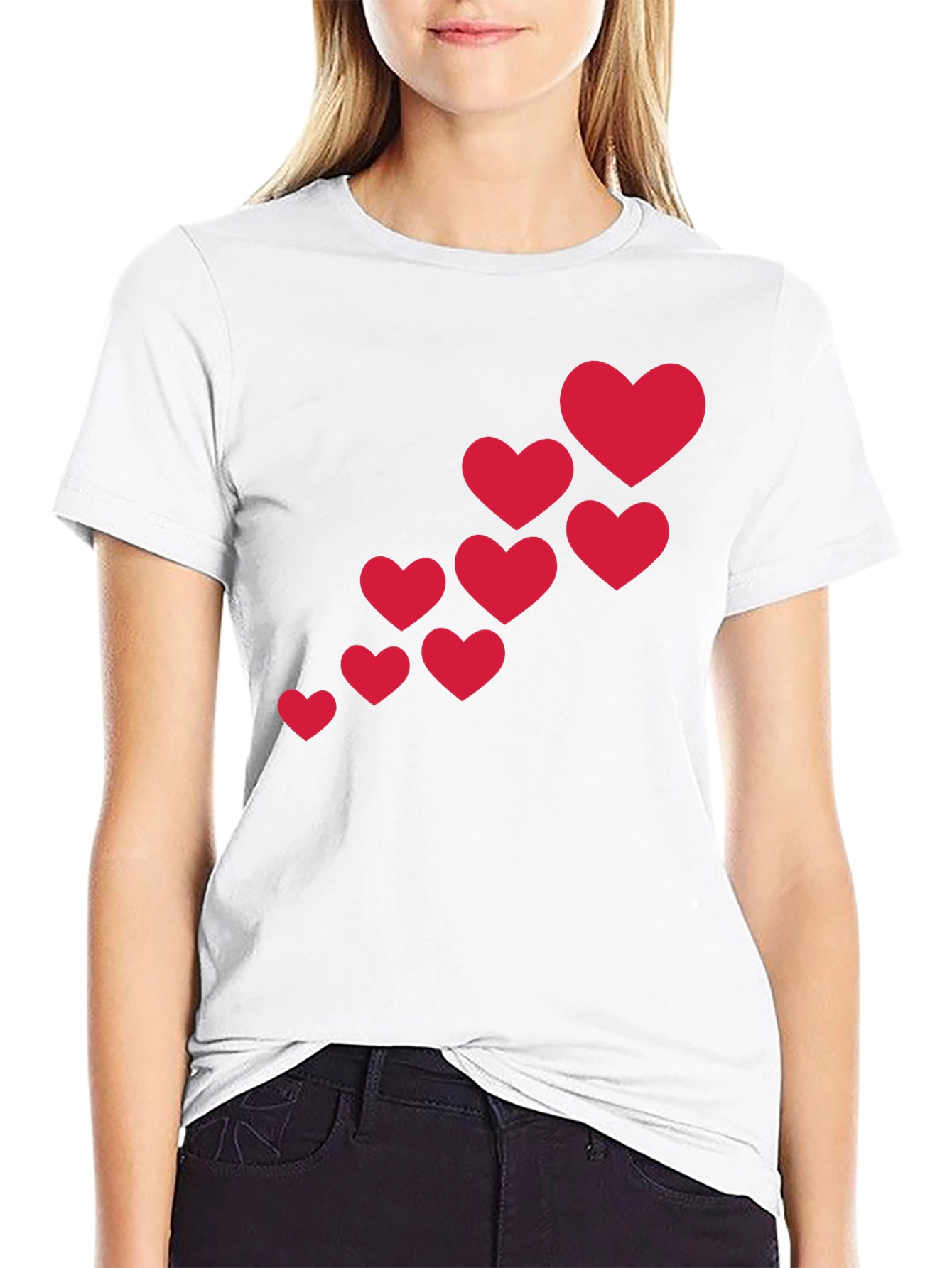Heart Cascade Black T-Shirt