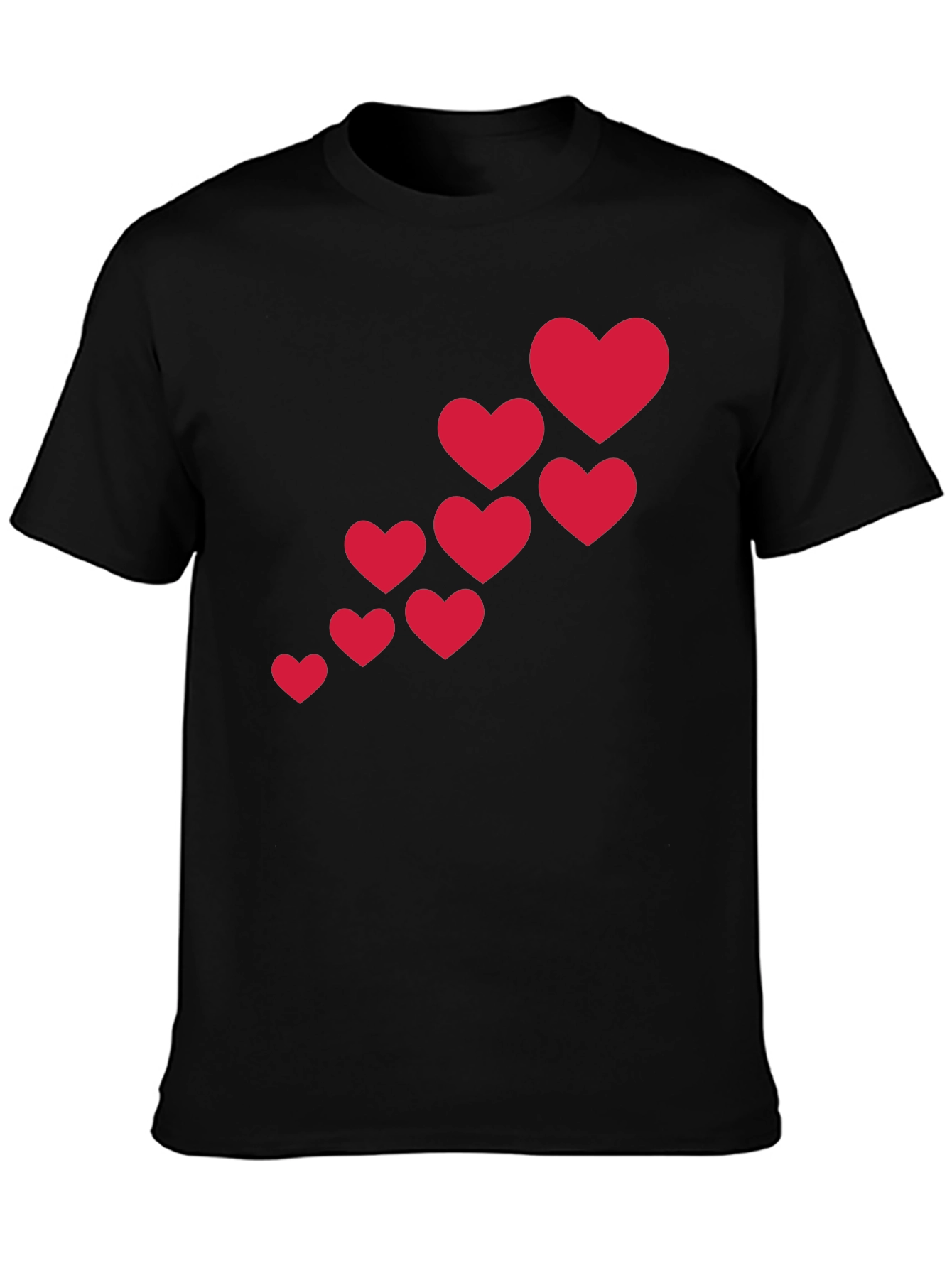 Heart Cascade Black T-Shirt