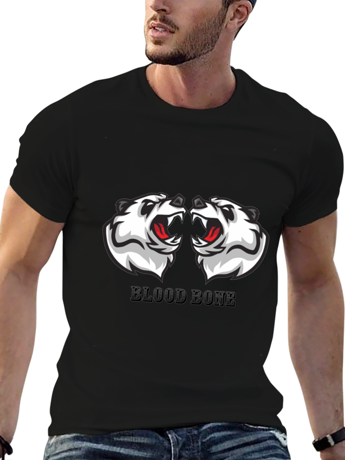 Mens Black Graphic Tee - Blood Bone Design