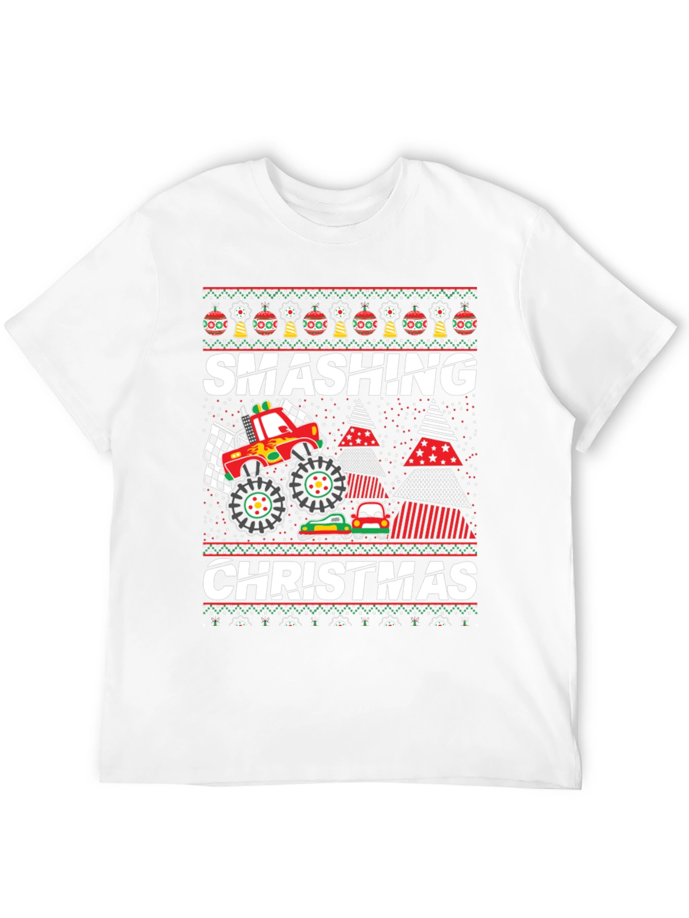 Smashing Christmas Monster Truck Ugly Holiday T-Shirt