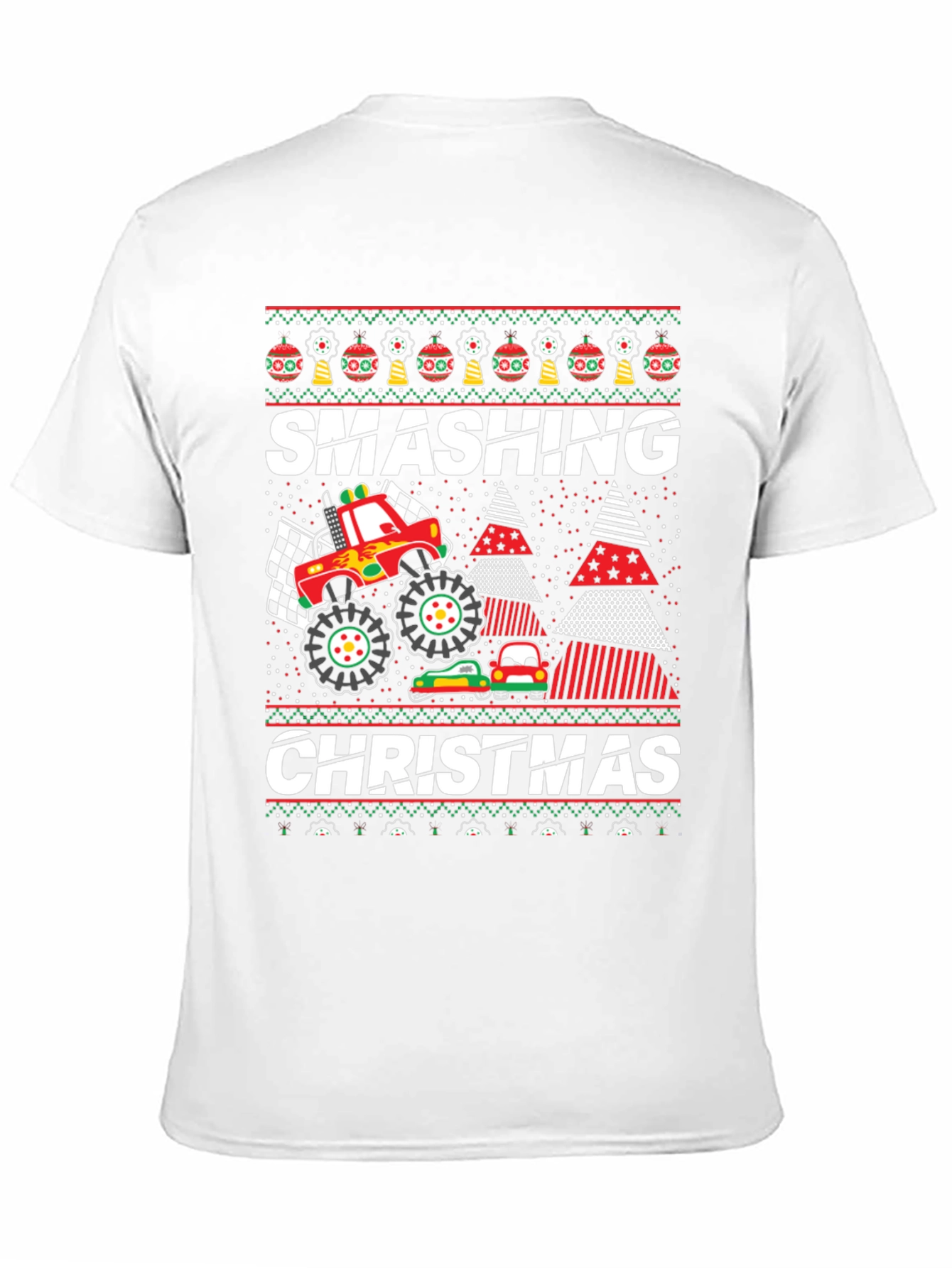 Smashing Christmas Monster Truck Ugly Holiday T-Shirt