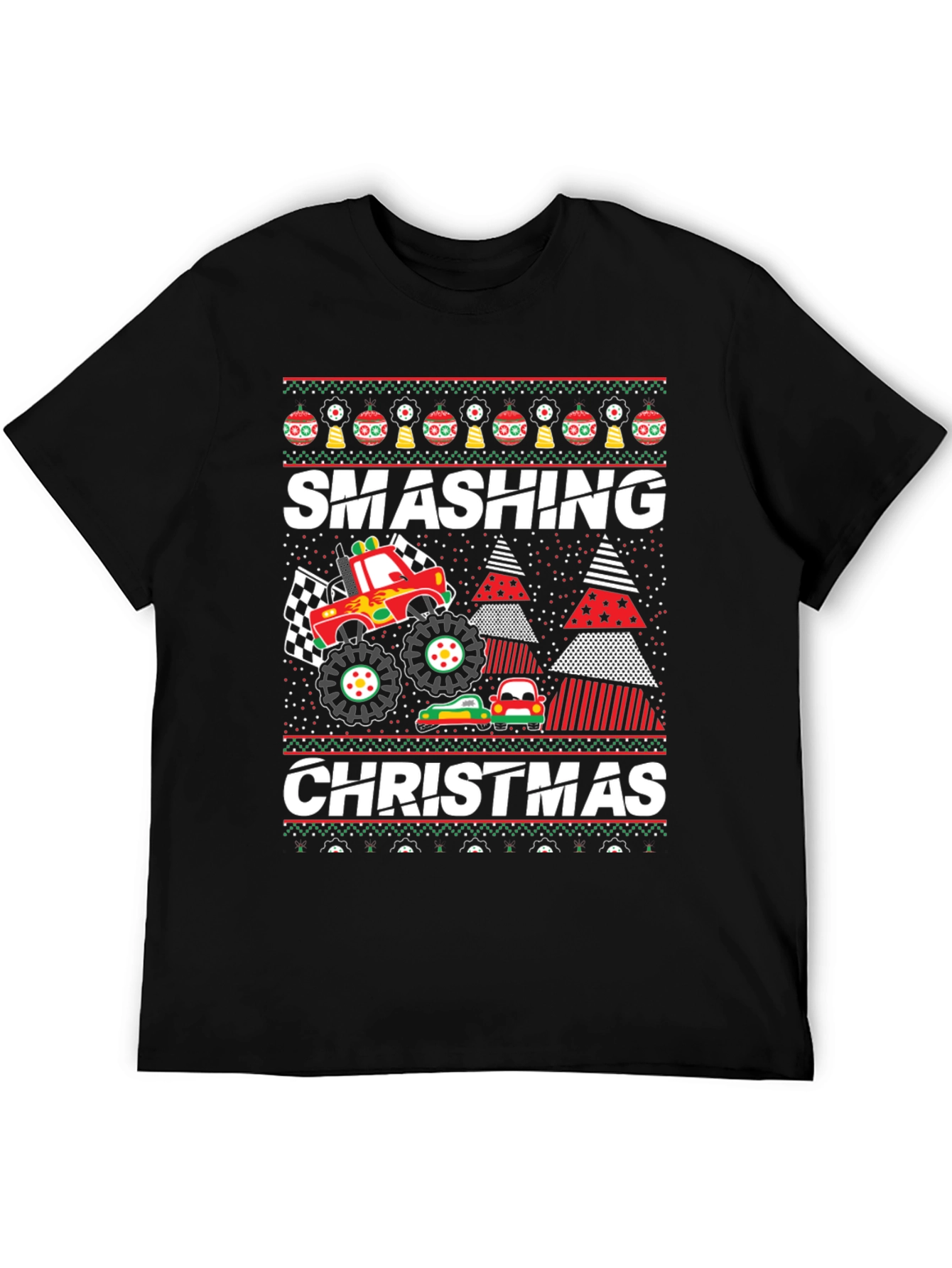 Smashing Christmas Monster Truck Ugly Holiday T-Shirt