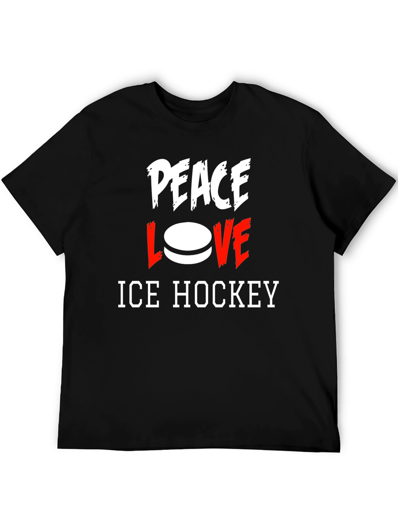 Peace Love Ice Hockey Graphic T-Shirt