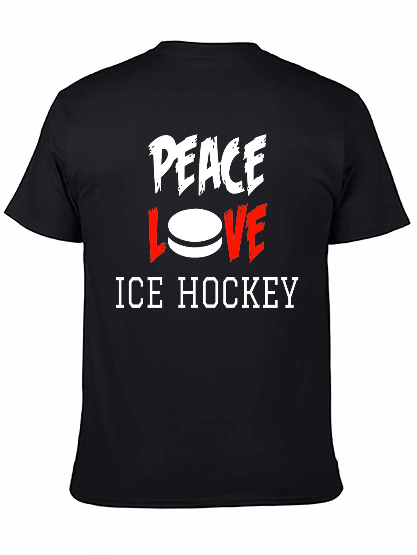 Peace Love Ice Hockey Graphic T-Shirt