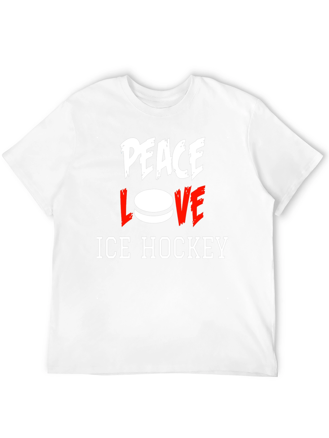 Peace Love Ice Hockey Graphic T-Shirt