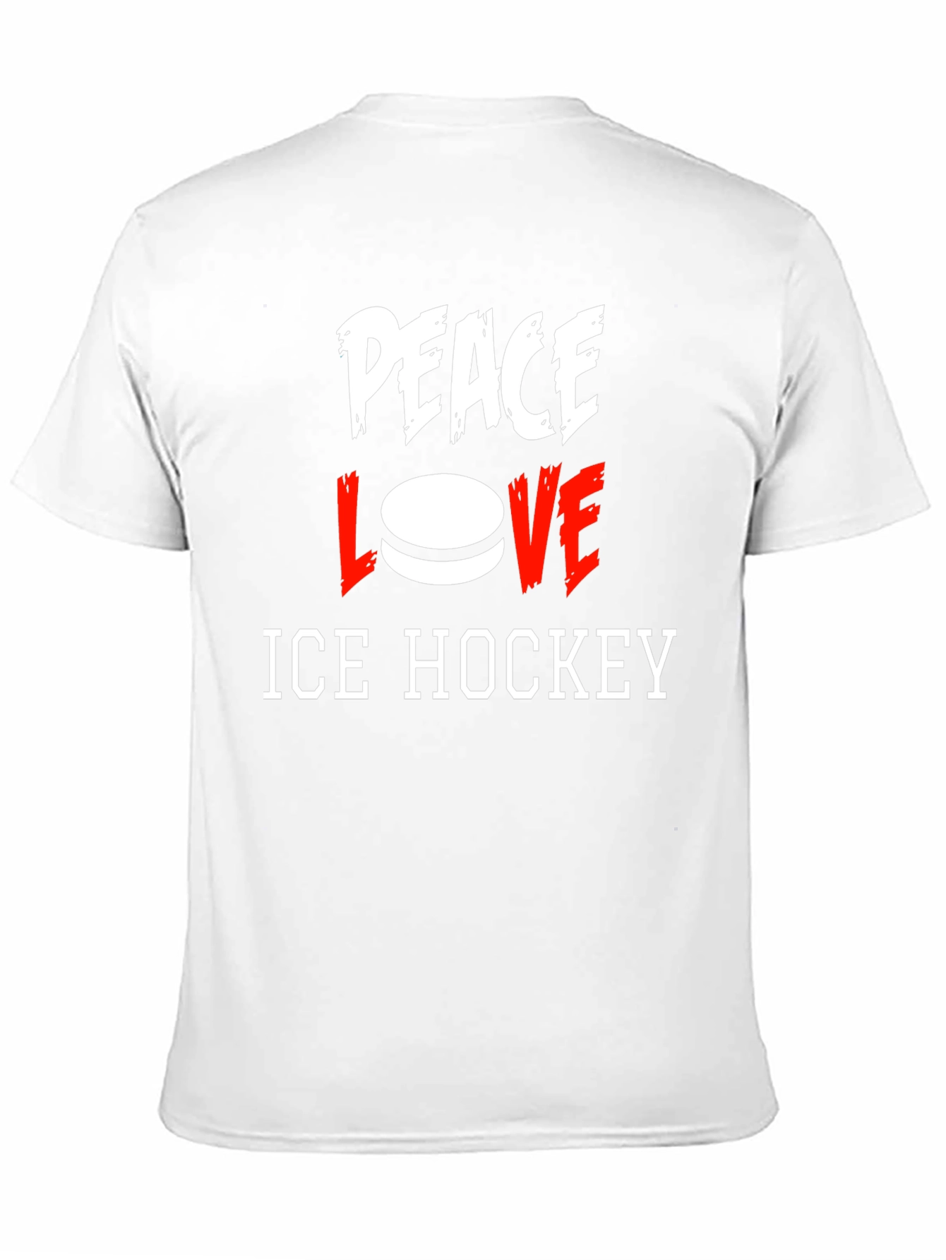 Peace Love Ice Hockey Graphic T-Shirt