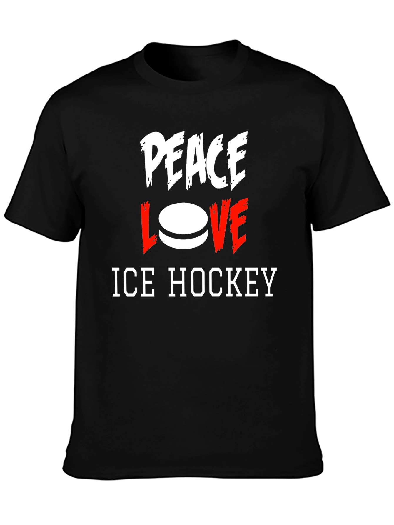 Peace Love Ice Hockey Graphic T-Shirt
