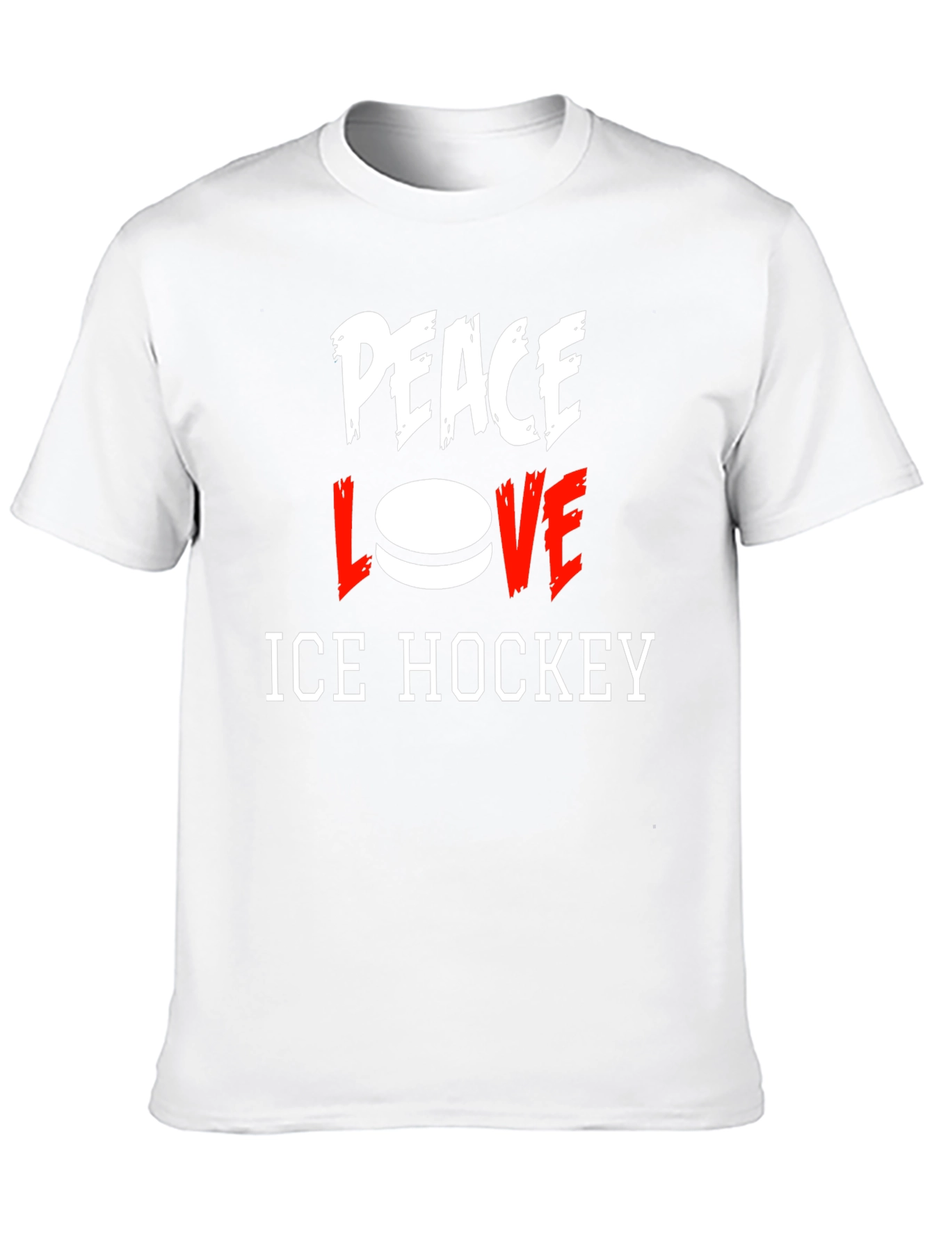 Peace Love Ice Hockey Graphic T-Shirt