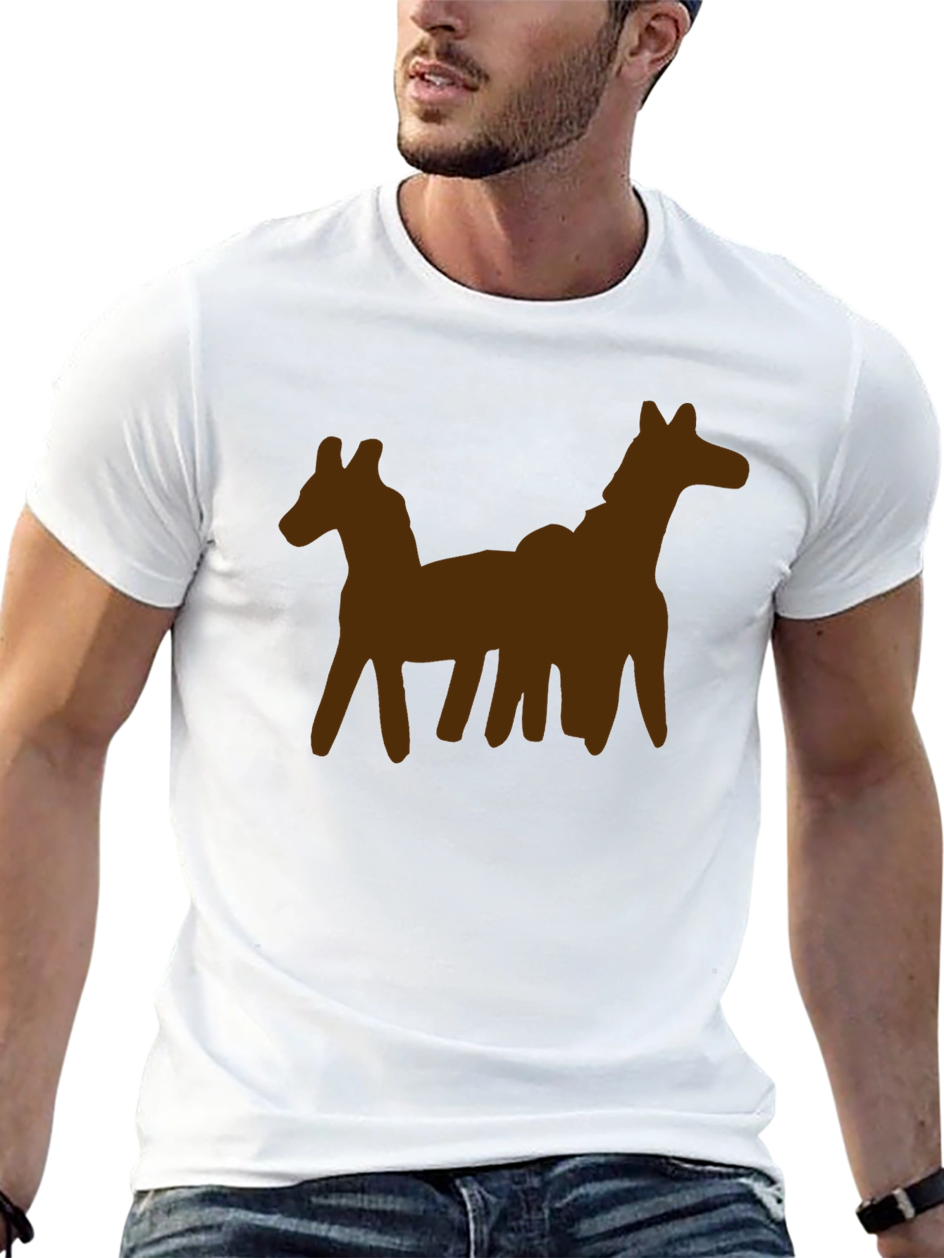 Unique Two-Horse Graphic Tee - Casual Style