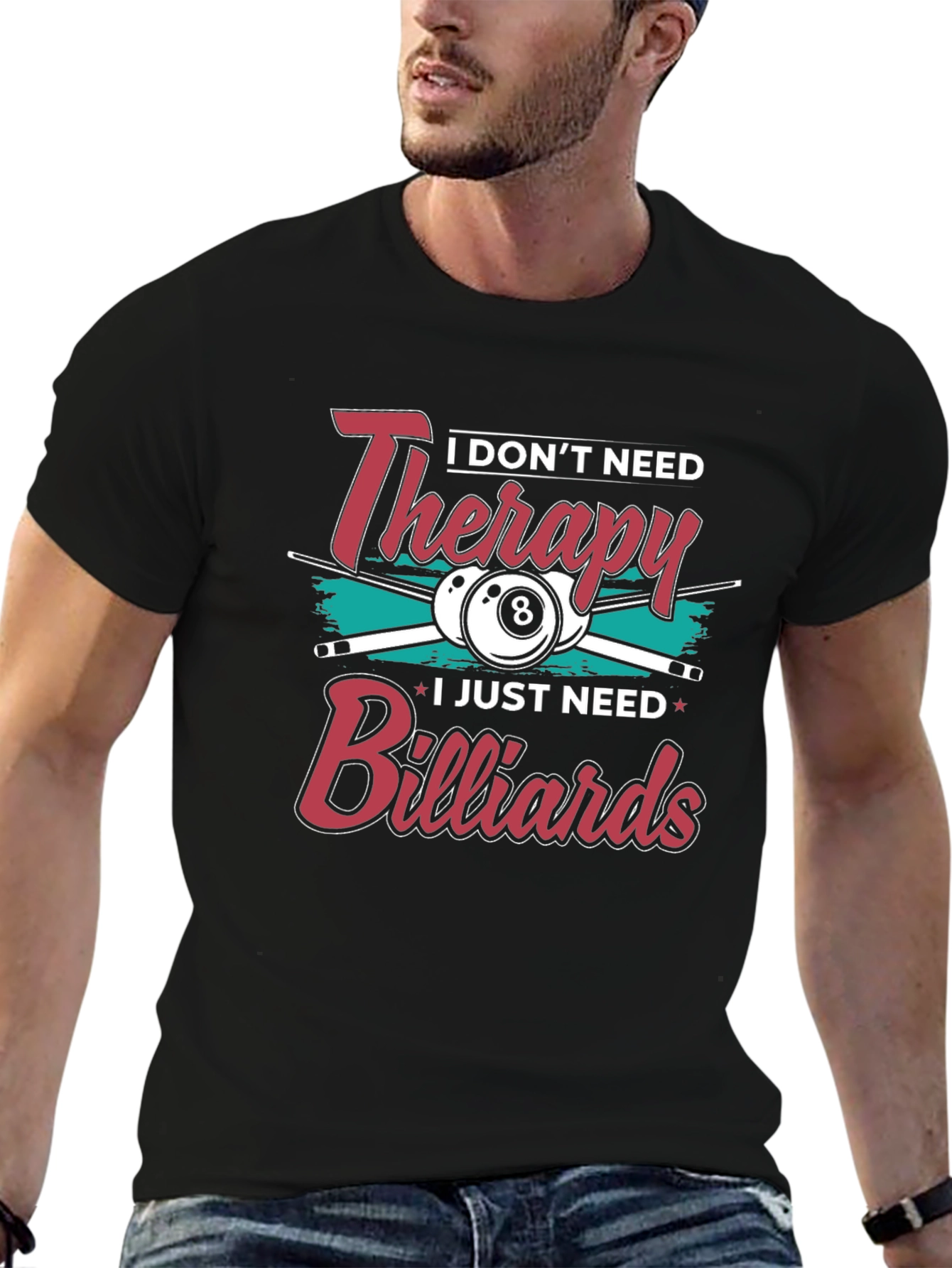 Billiards Therapy Graphic Tee - Black T-Shirt