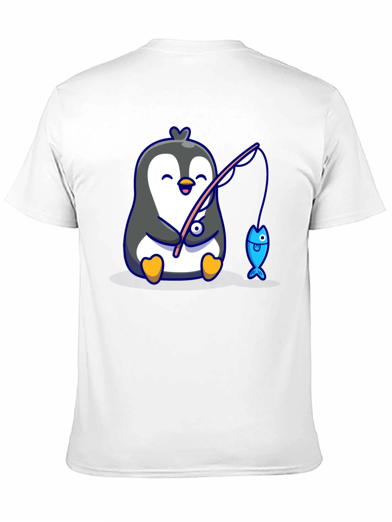 Cute Penguin Fishing Graphic T-Shirt