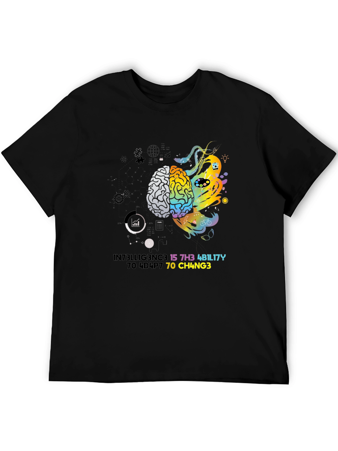 Brain Power Graphic Tee - Creativity & Logic T-Shirt