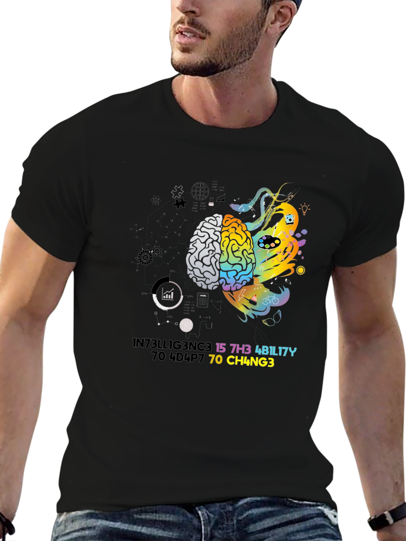 Brain Power Graphic Tee - Creativity & Logic T-Shirt