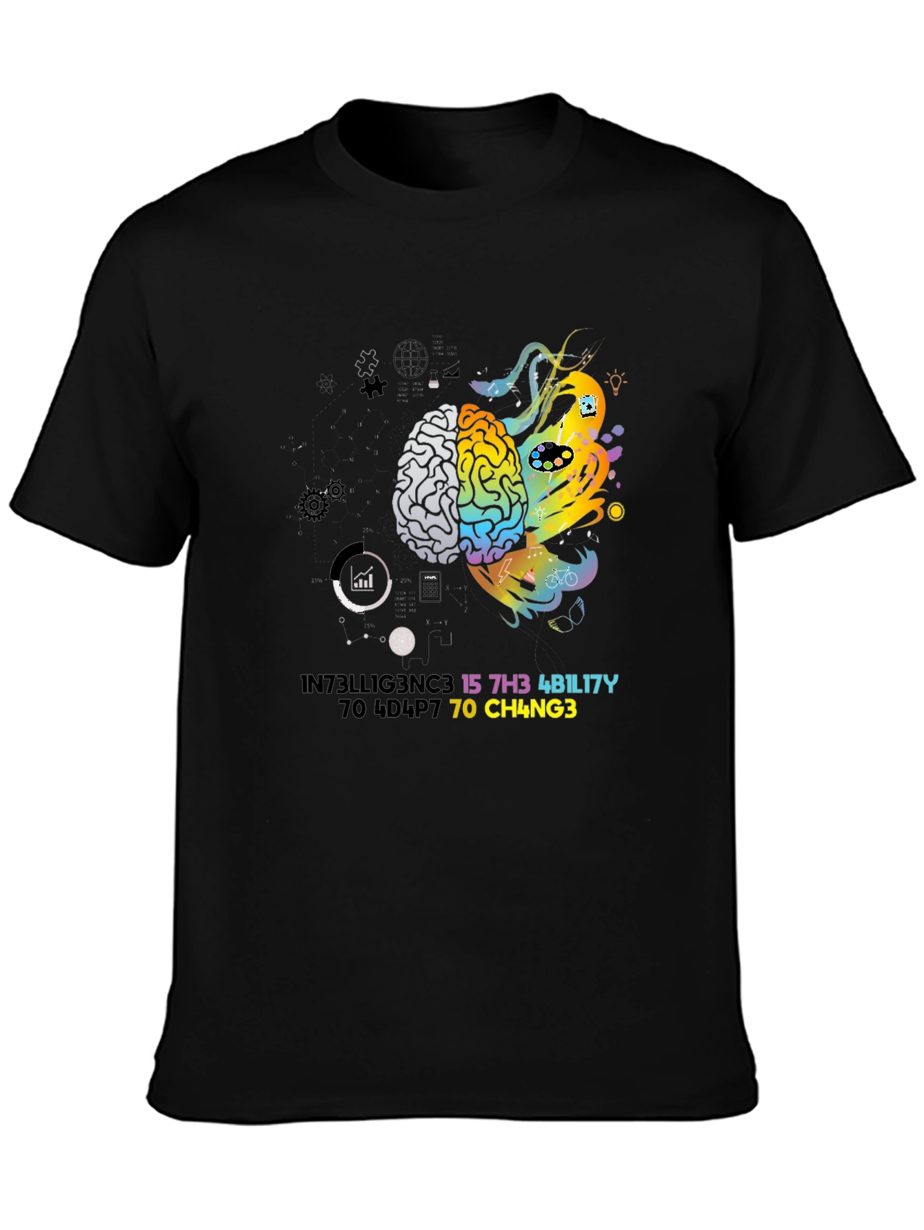 Brain Power Graphic Tee - Creativity & Logic T-Shirt