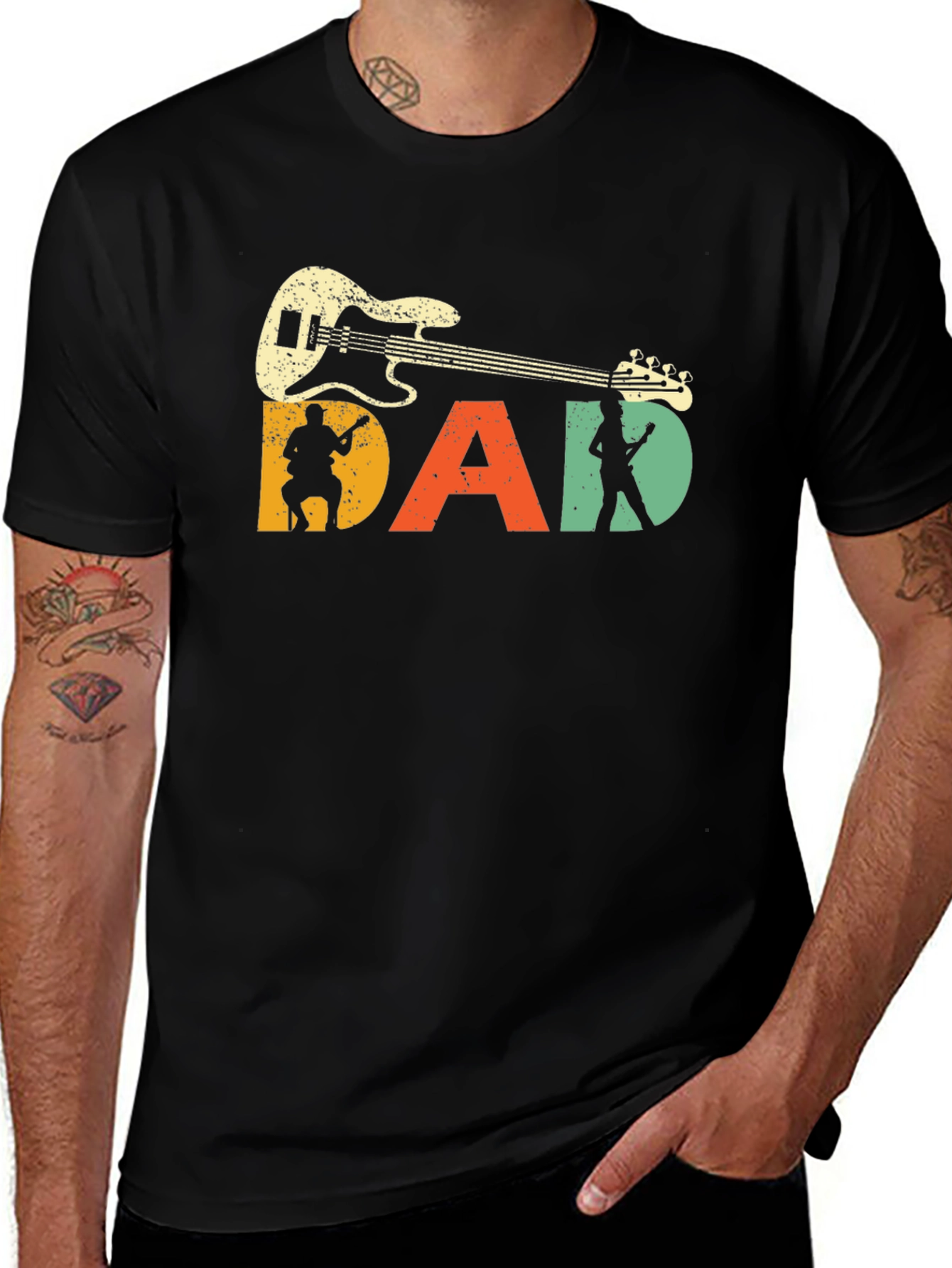 Retro Guitar Dad T-Shirt - Musician Fathers Day Gift