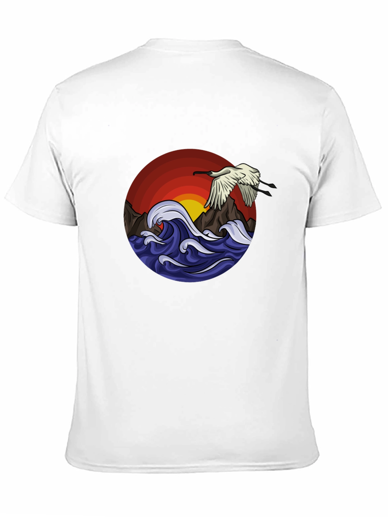 Ocean Bird Graphic Tee - Black Cotton Comfort