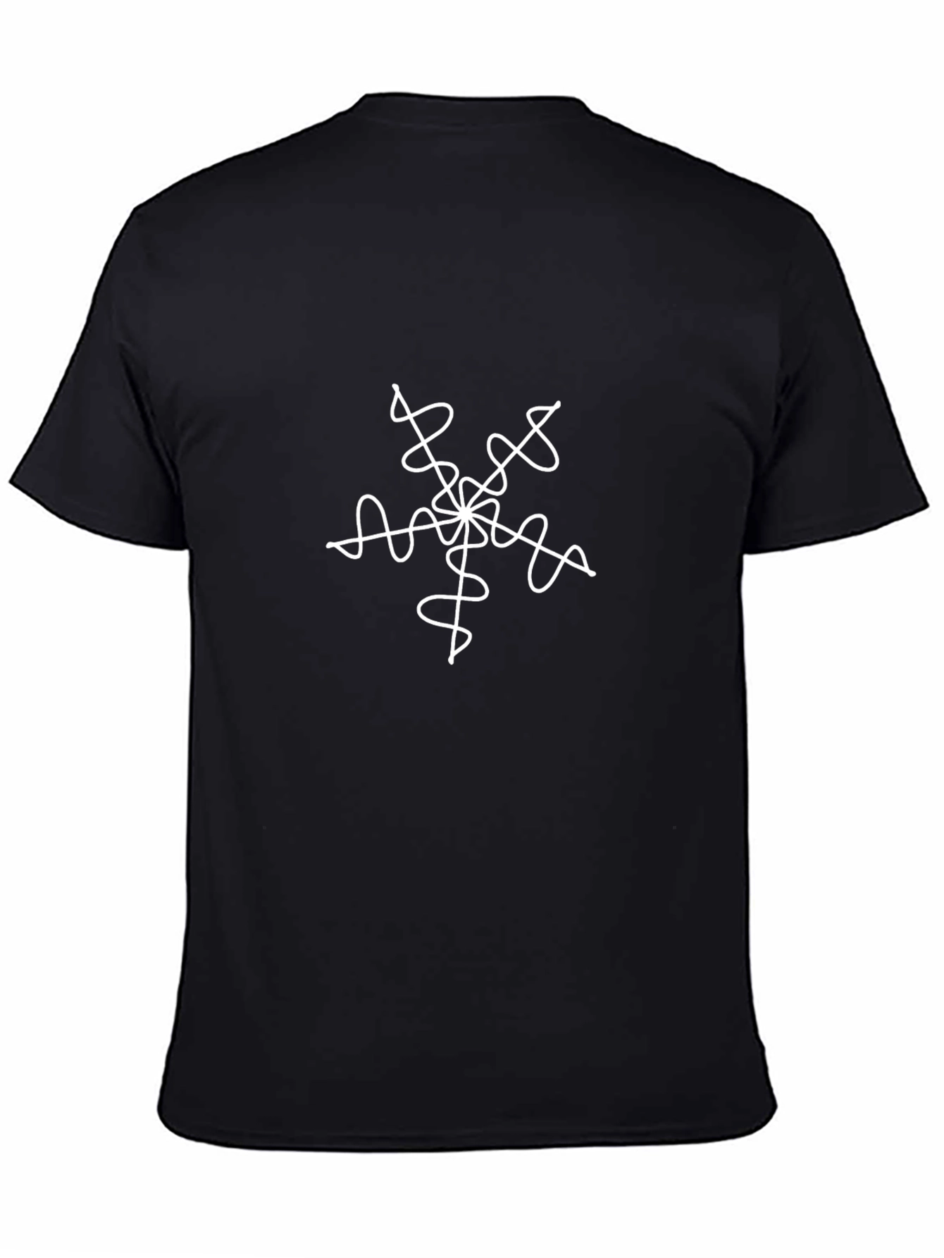 Mens Black T-Shirt with White Abstract Design