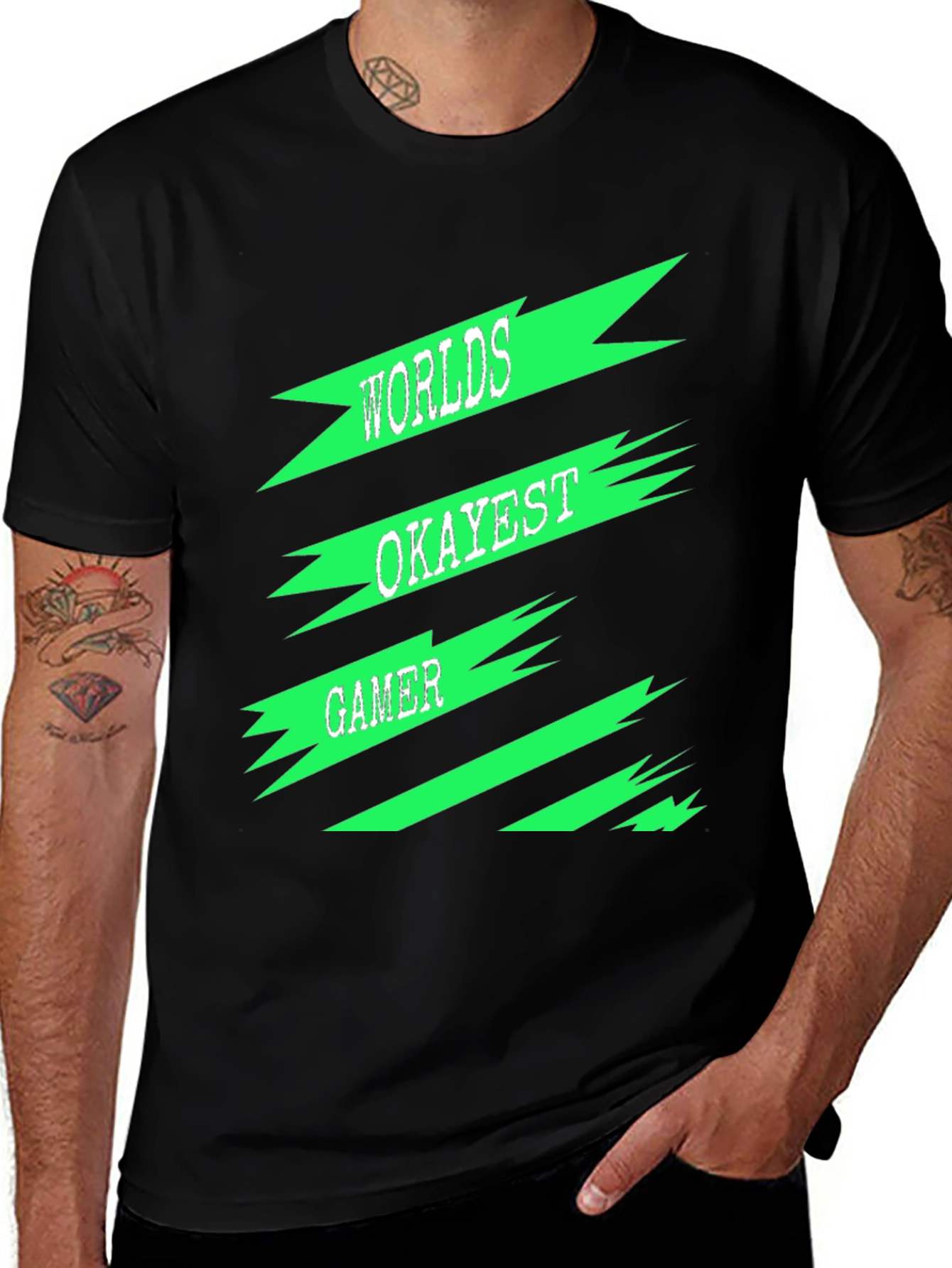 Worlds Okayest Gamer Black T-Shirt