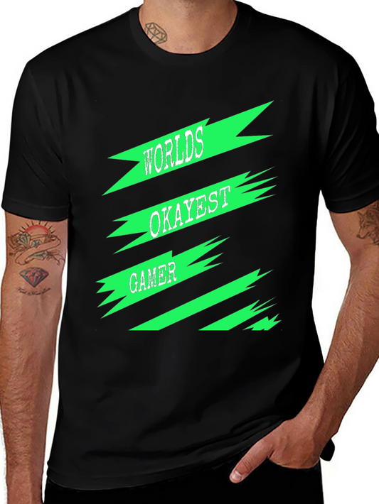 Worlds Okayest Gamer Black T-Shirt