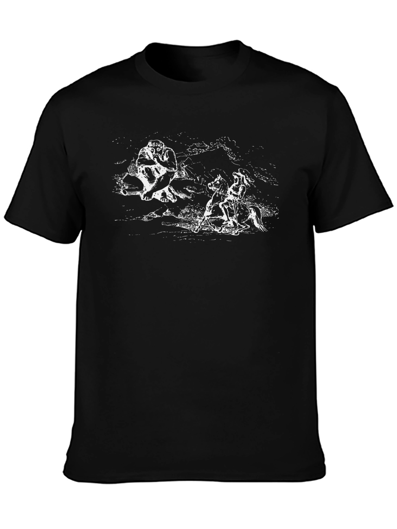 Black T-Shirt with Symbolic Graphic Print