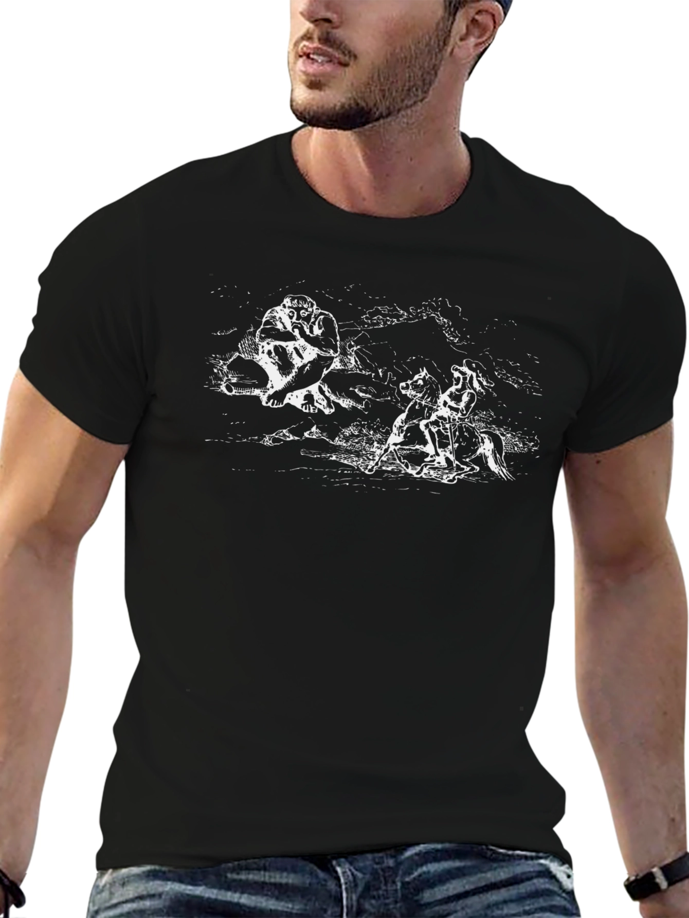 Black T-Shirt with Symbolic Graphic Print