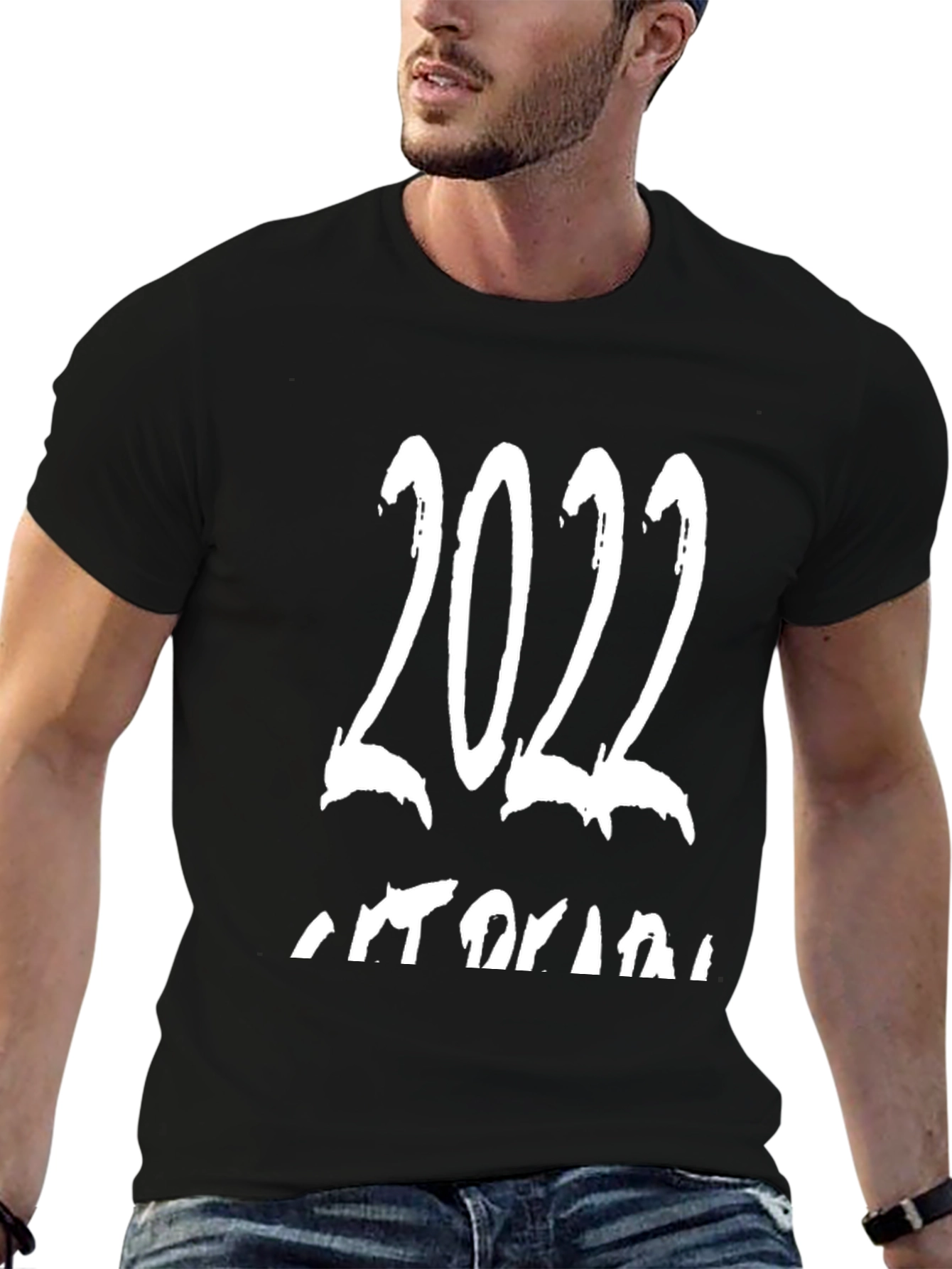 2022 Graphic Print Mens Black T-Shirt