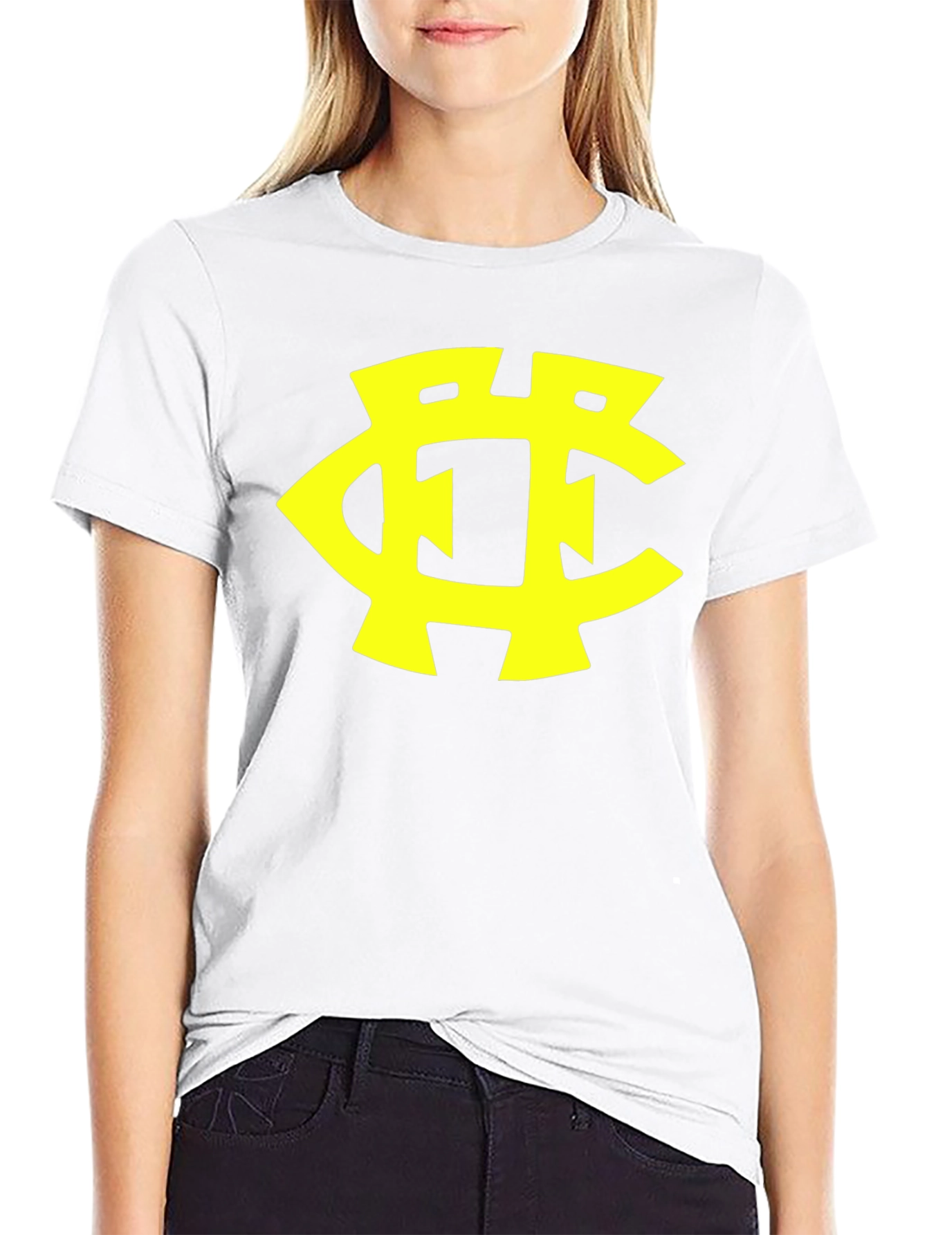 Black T-Shirt with Yellow Initial Logo Design