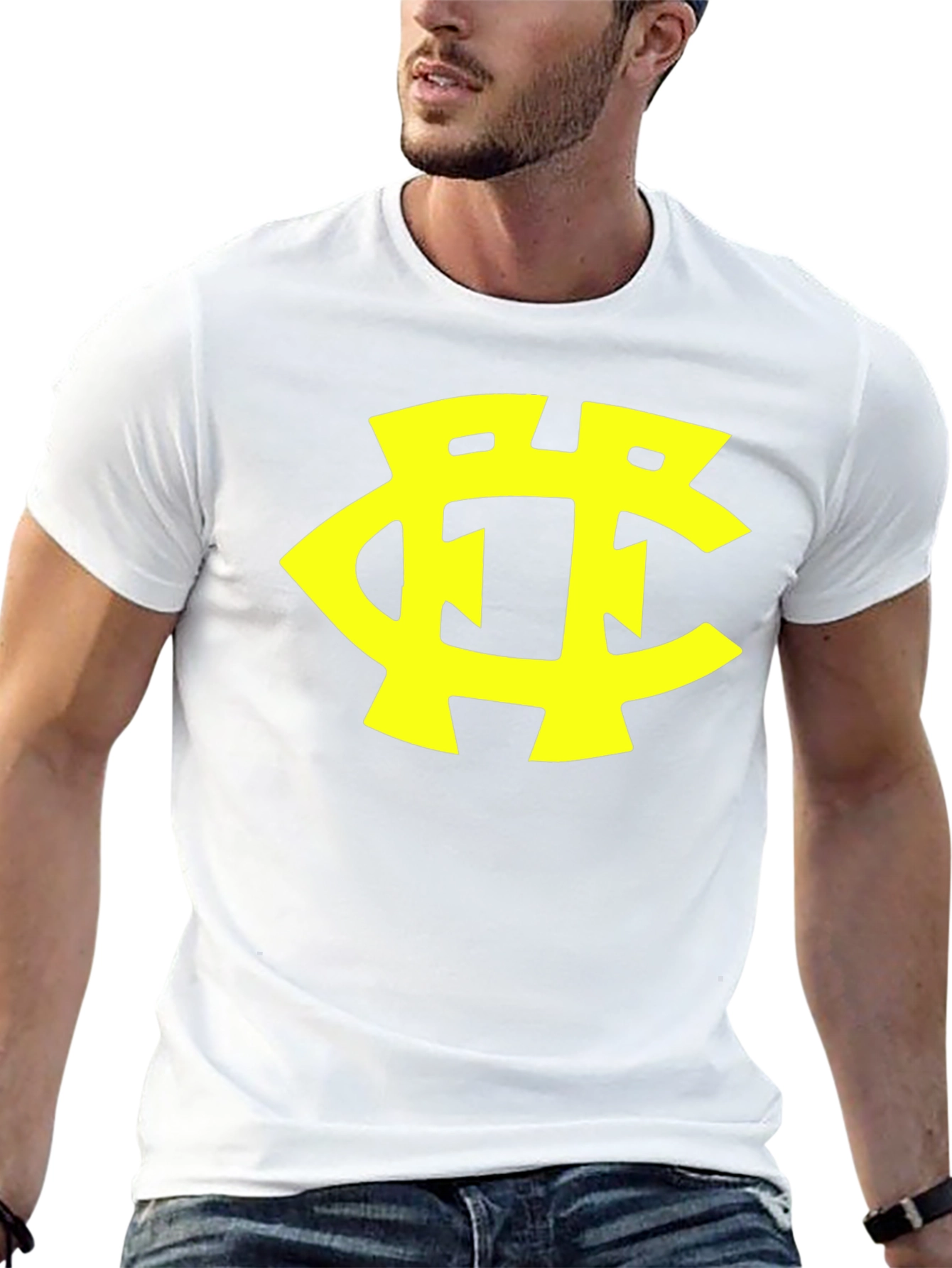 Black T-Shirt with Yellow Initial Logo Design