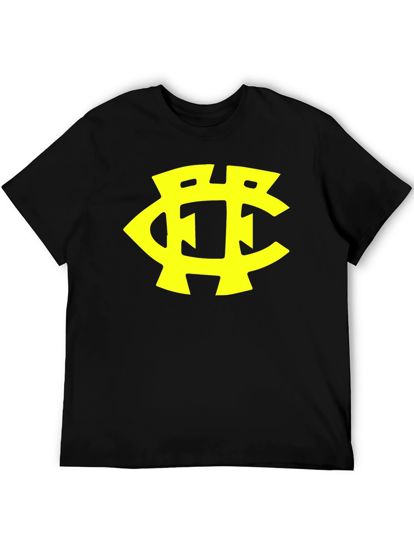 Black T-Shirt with Yellow Initial Logo Design