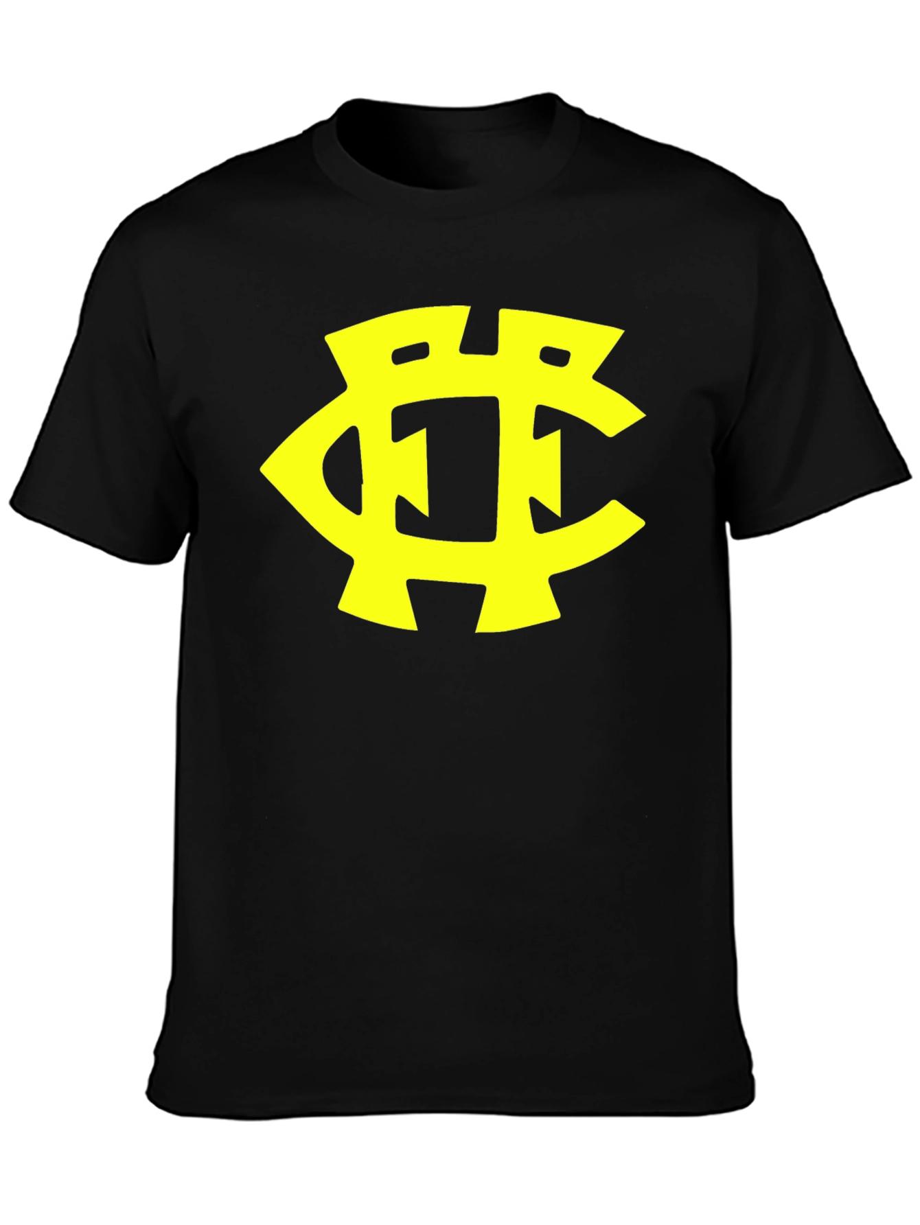 Black T-Shirt with Yellow Initial Logo Design