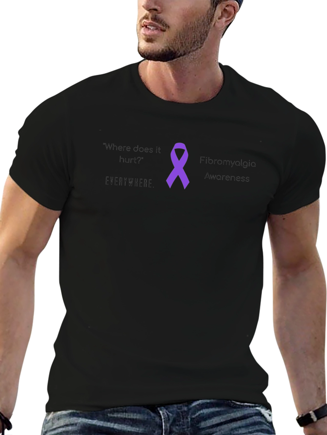 Fibromyalgia Awareness T-Shirt - Where Does it Hurt? Everywhere