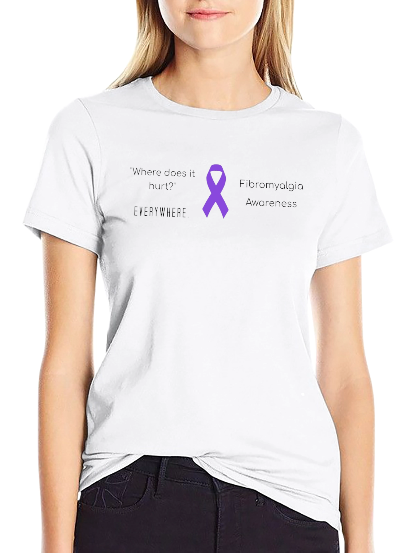 Fibromyalgia Awareness T-Shirt - Where Does it Hurt? Everywhere