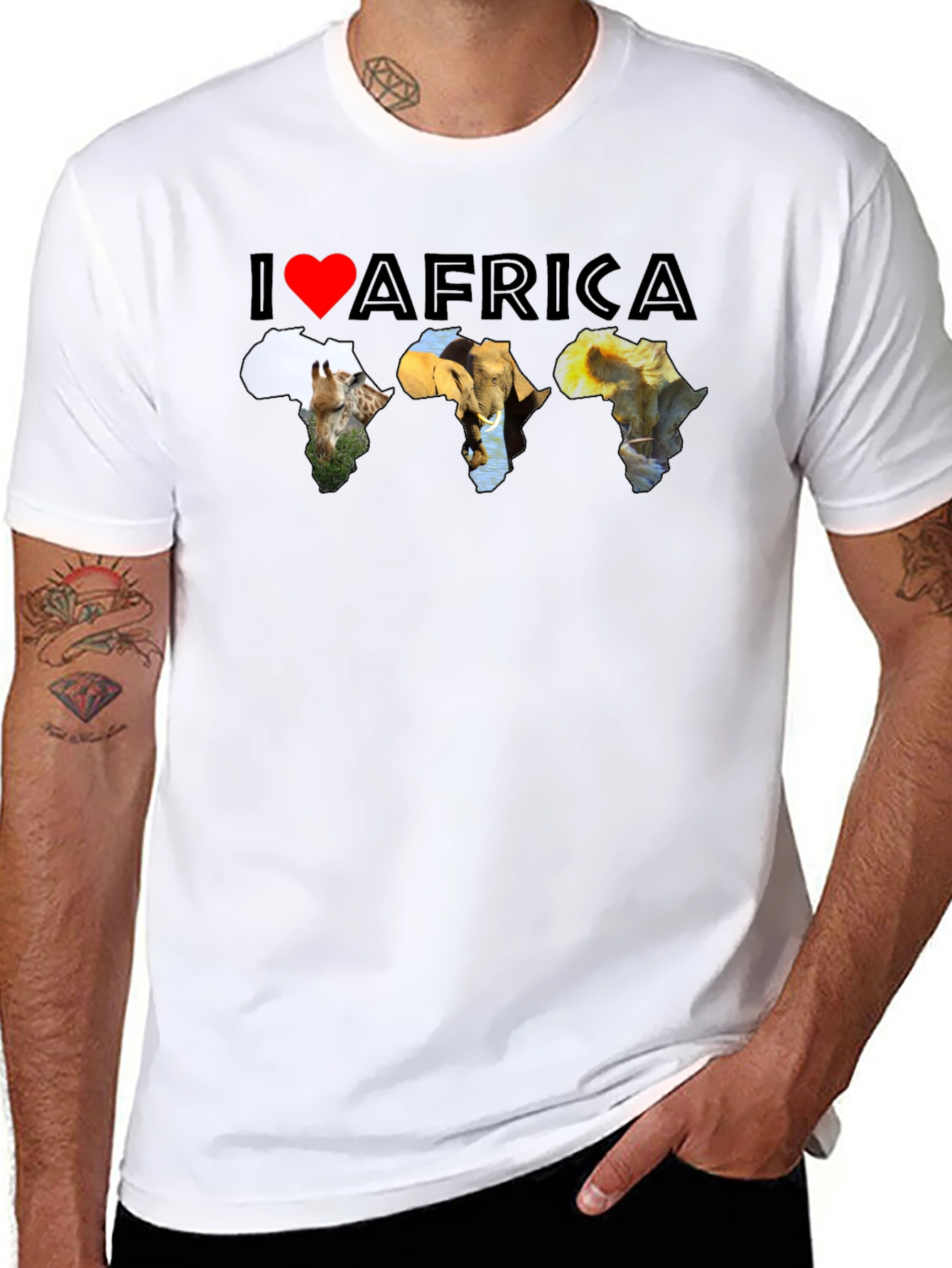 I Love Africa T-Shirt - Wildlife Silhouette Design