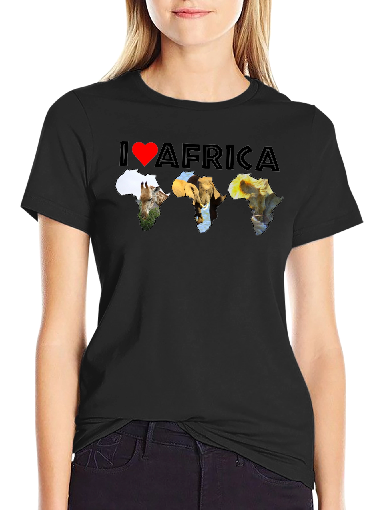 I Love Africa T-Shirt - Wildlife Silhouette Design