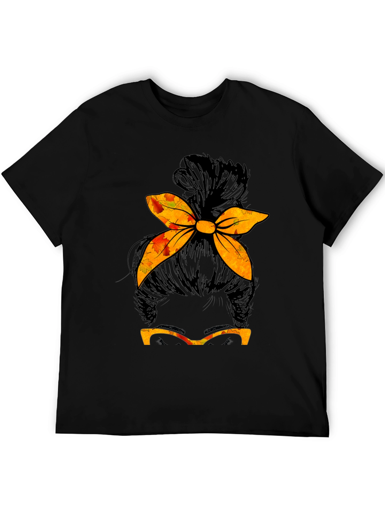 Messy Bun Fall T-Shirt Autumn Thanksgiving