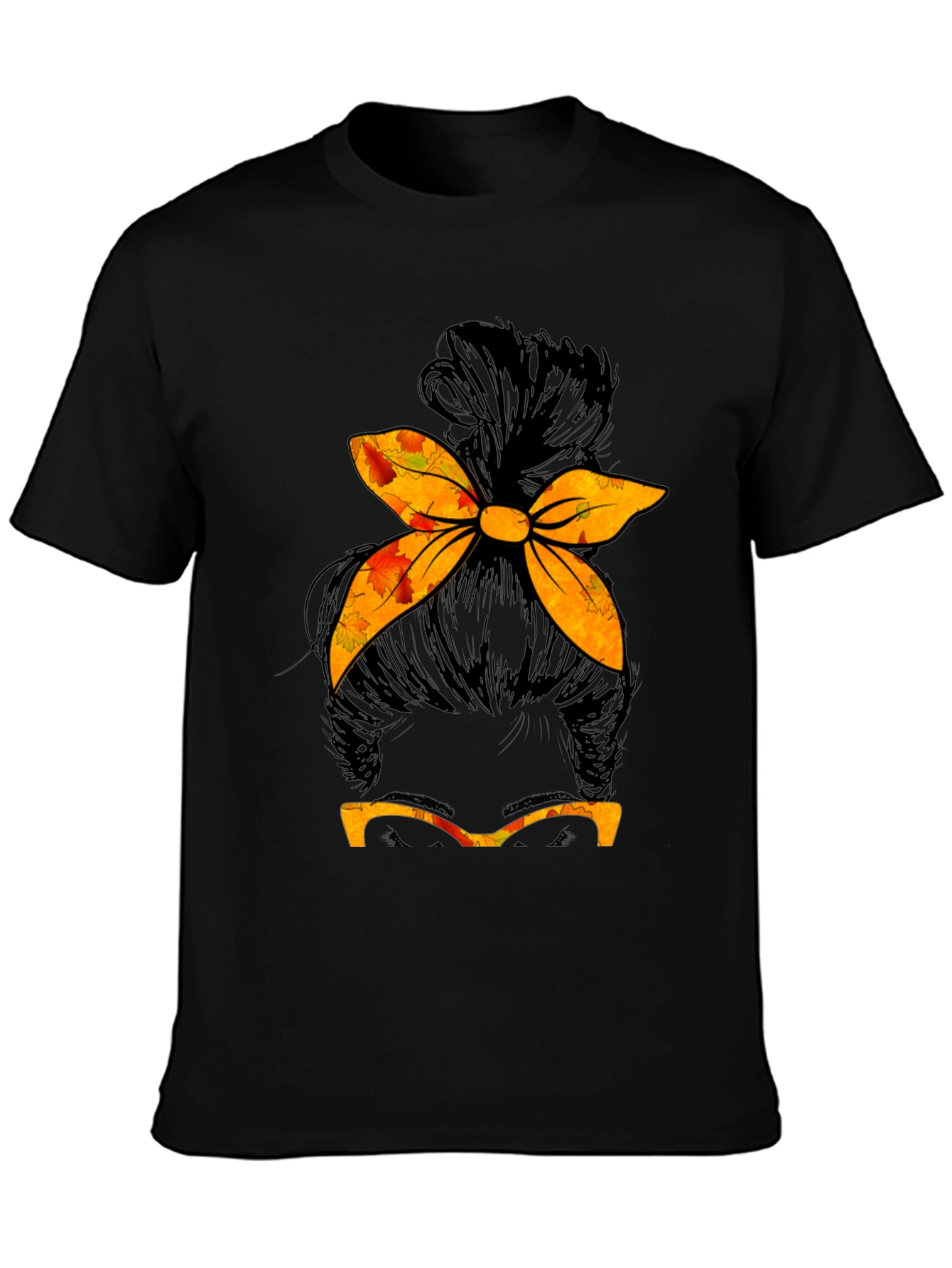 Messy Bun Fall T-Shirt Autumn Thanksgiving