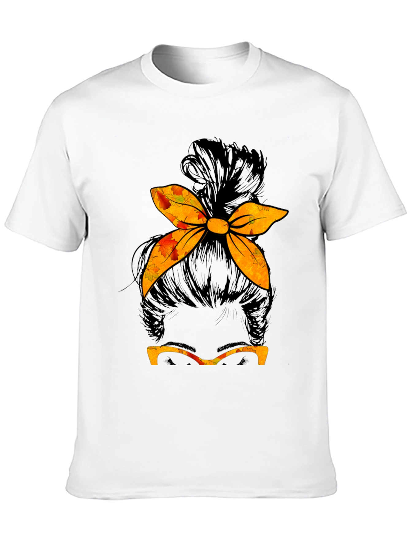 Messy Bun Fall T-Shirt Autumn Thanksgiving
