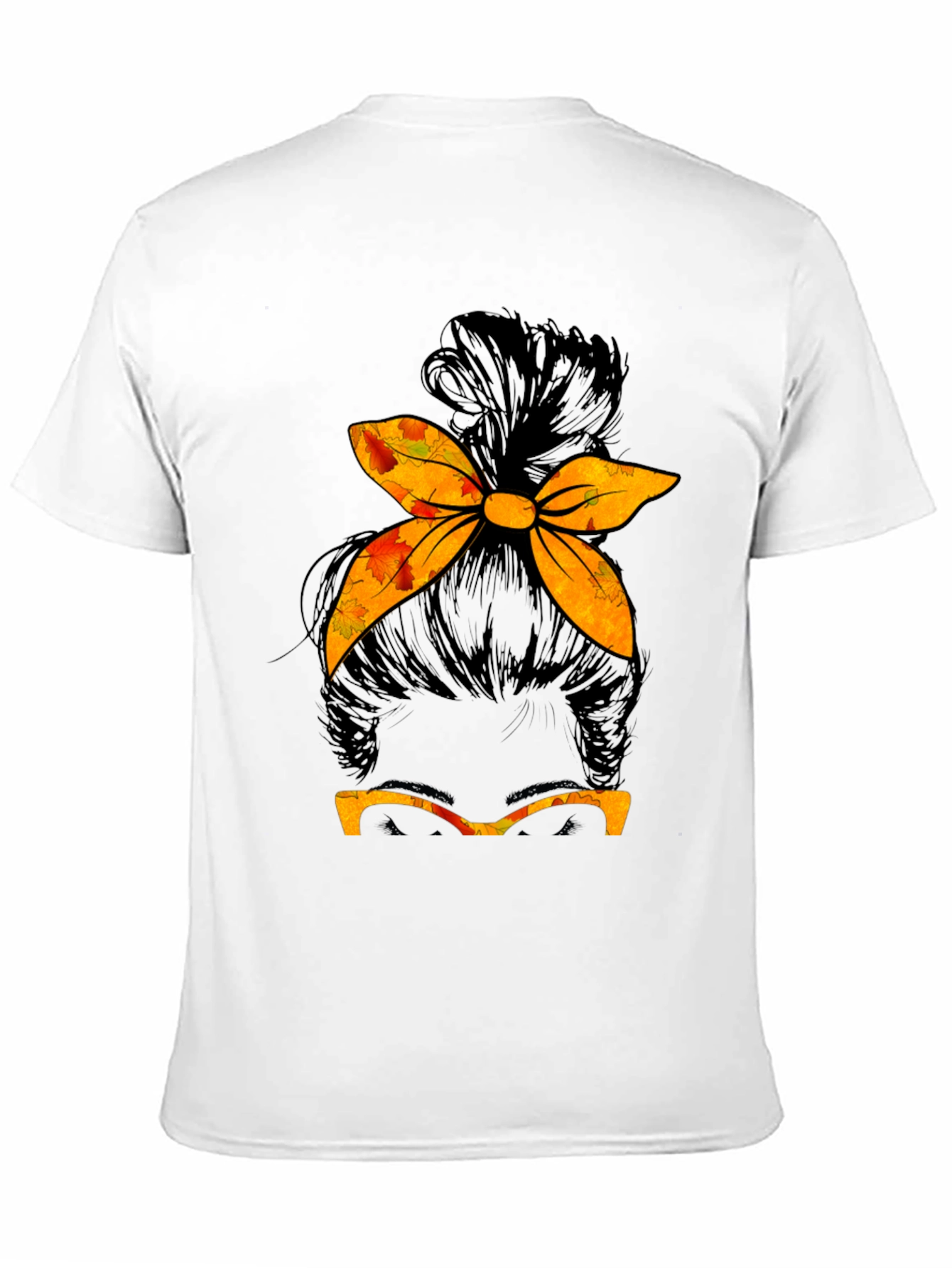 Messy Bun Fall T-Shirt Autumn Thanksgiving