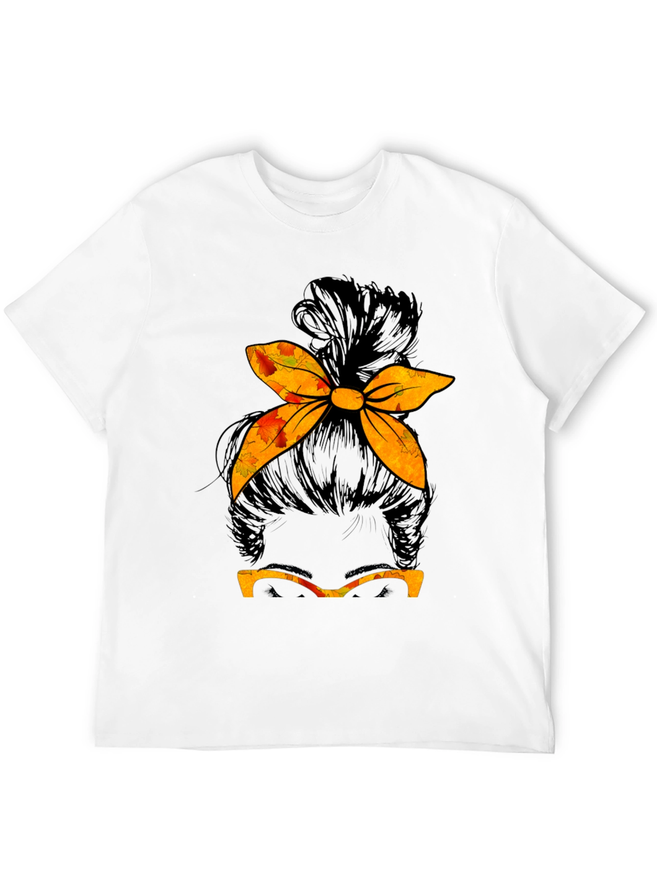 Messy Bun Fall T-Shirt Autumn Thanksgiving