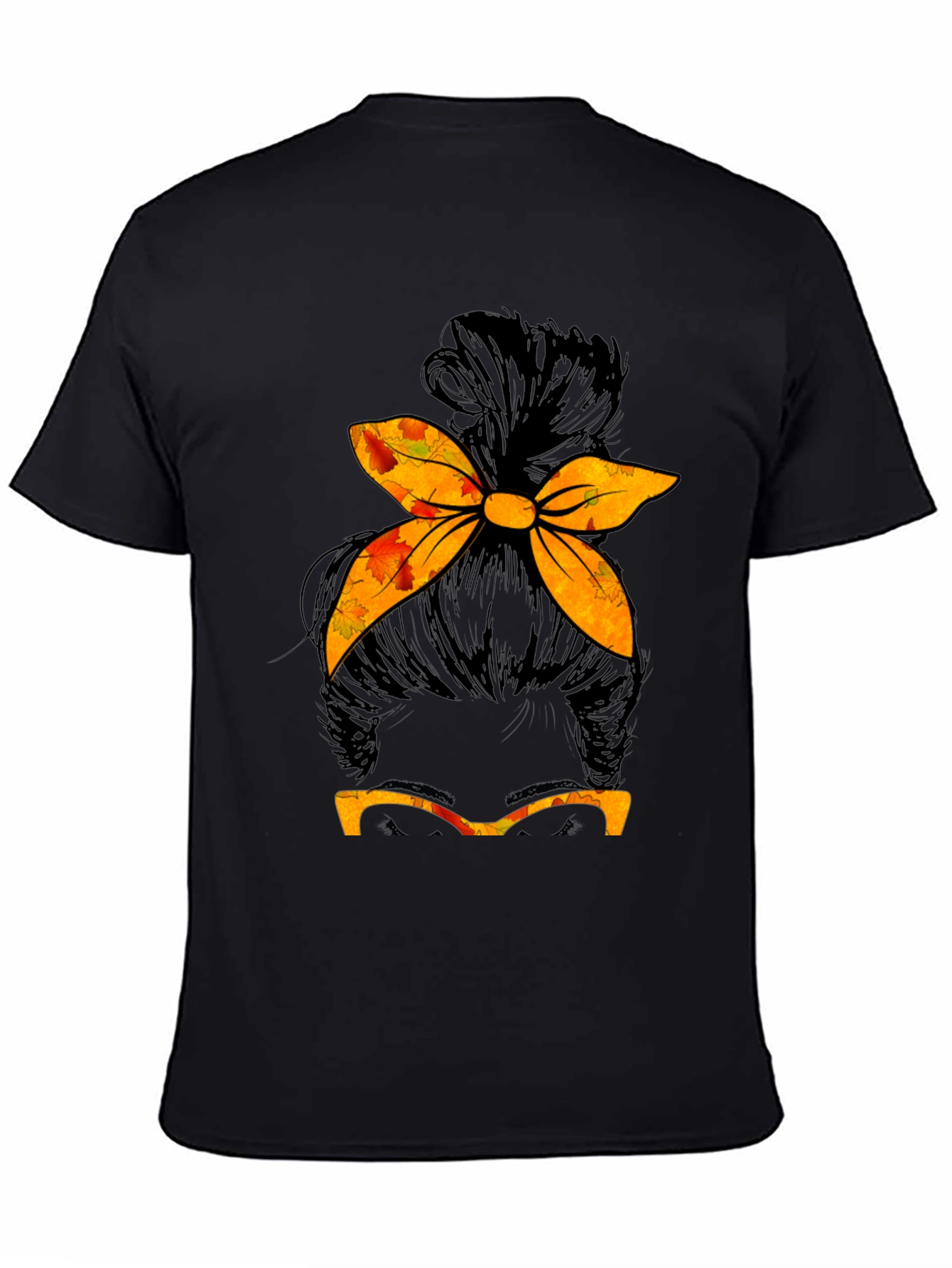 Messy Bun Fall T-Shirt Autumn Thanksgiving