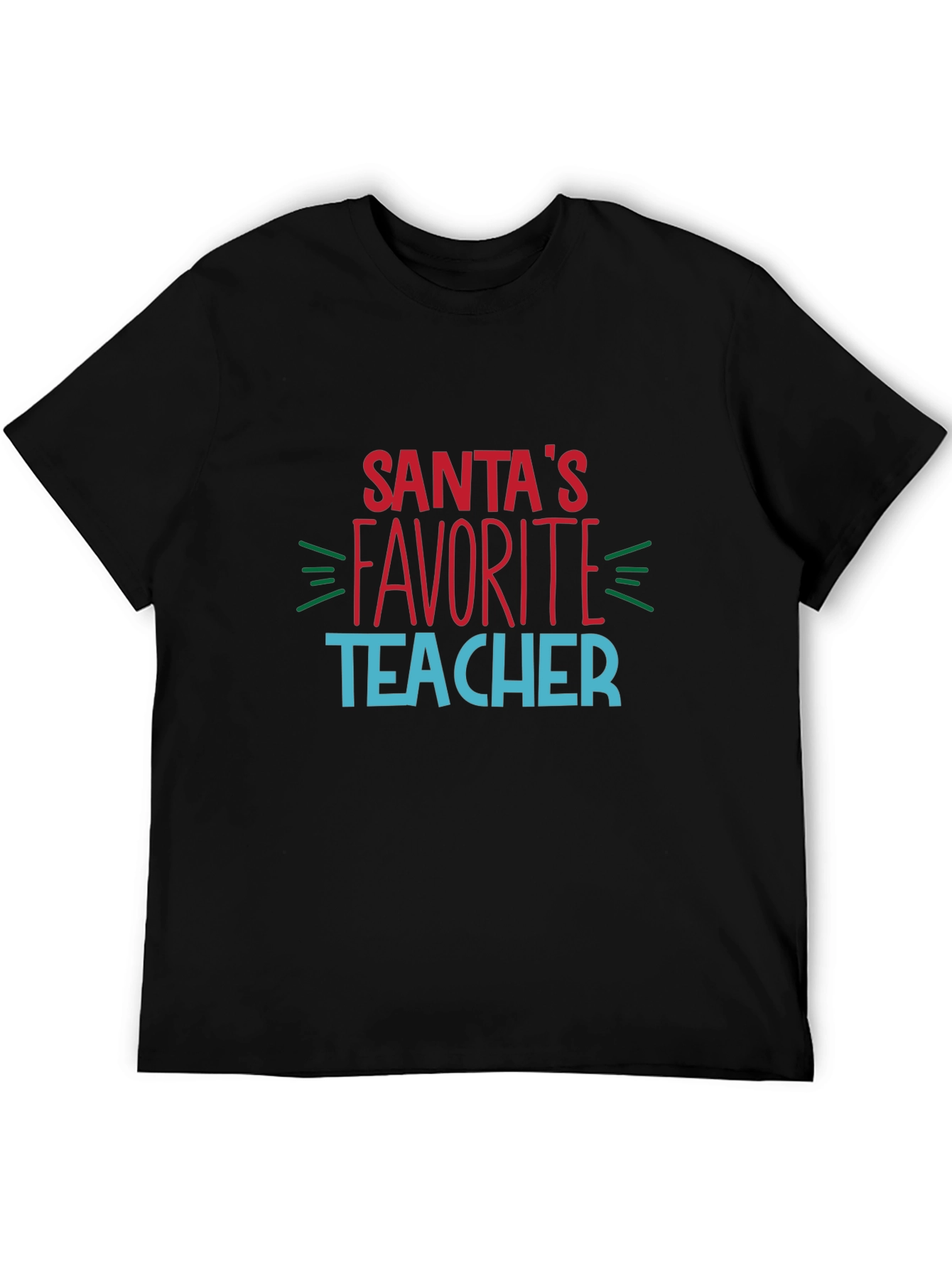 Santas Favorite Teacher Black T-Shirt