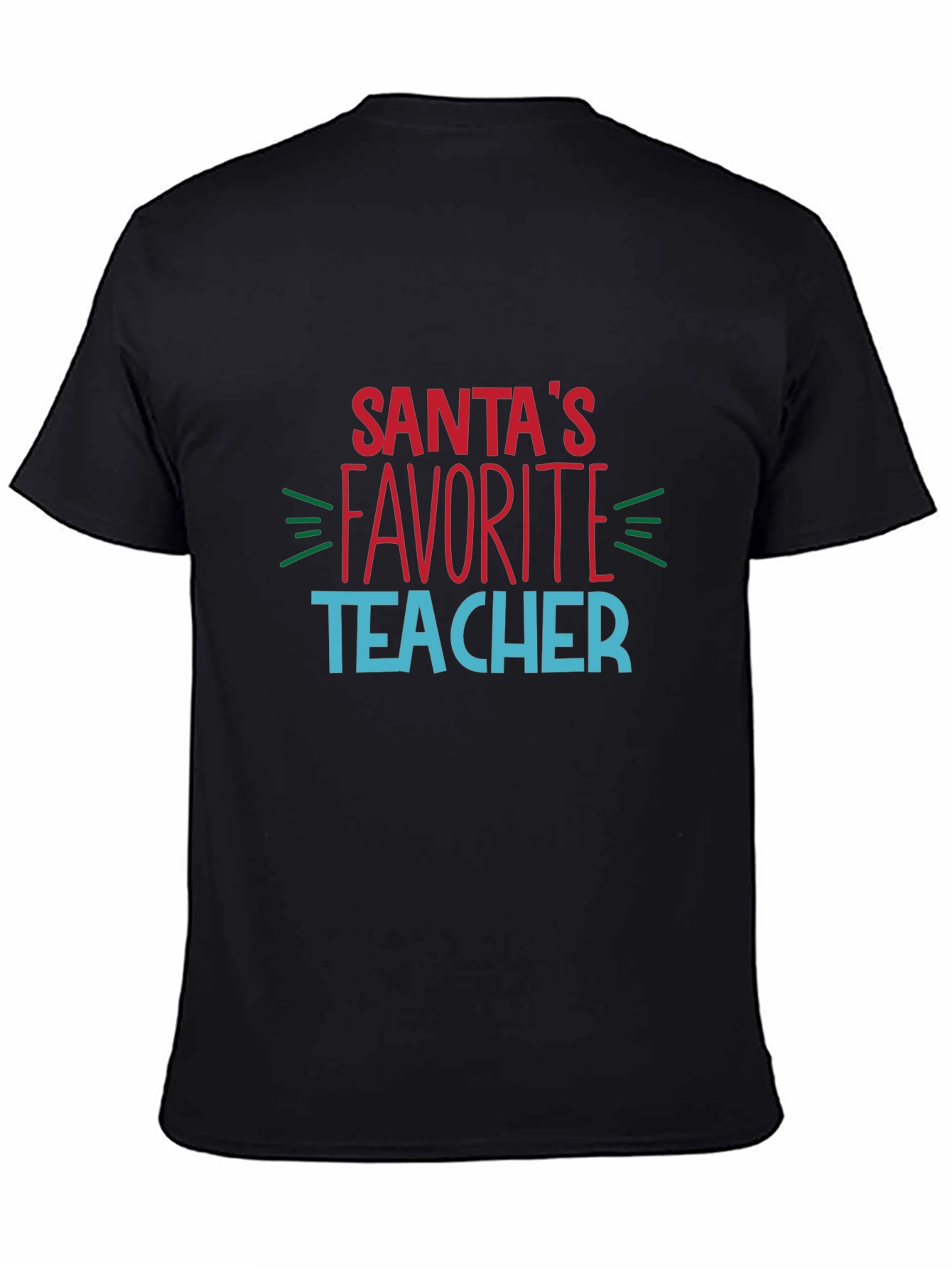 Santas Favorite Teacher Black T-Shirt