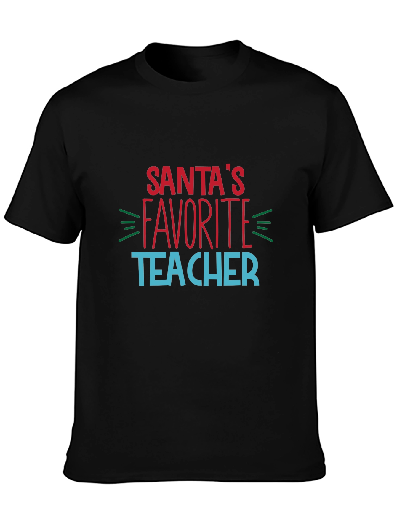 Santas Favorite Teacher Black T-Shirt